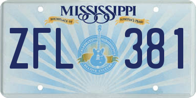 MS license plate ZFL381