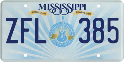 MS license plate ZFL385