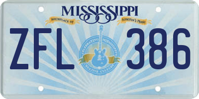 MS license plate ZFL386