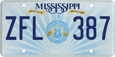 MS license plate ZFL387