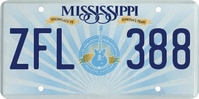 MS license plate ZFL388