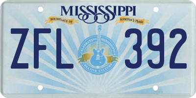 MS license plate ZFL392