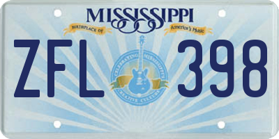 MS license plate ZFL398