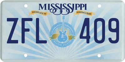 MS license plate ZFL409
