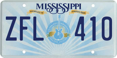 MS license plate ZFL410