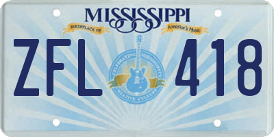 MS license plate ZFL418