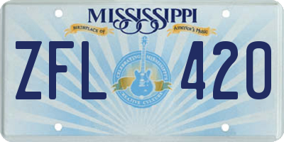MS license plate ZFL420