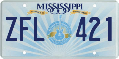 MS license plate ZFL421