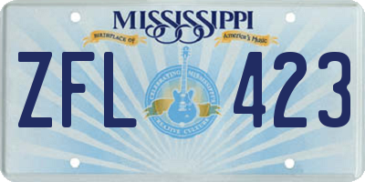 MS license plate ZFL423