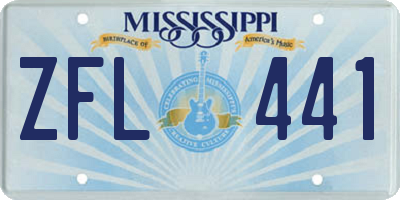 MS license plate ZFL441