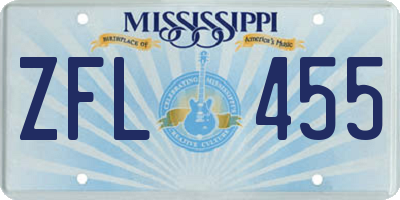 MS license plate ZFL455