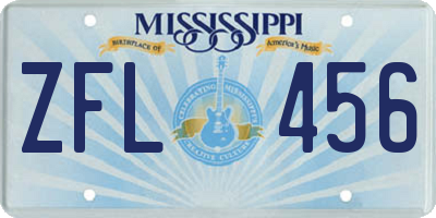 MS license plate ZFL456