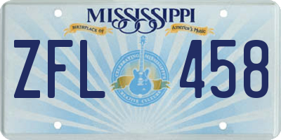 MS license plate ZFL458