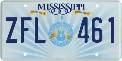 MS license plate ZFL461