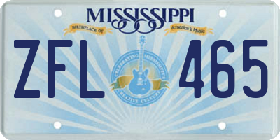 MS license plate ZFL465