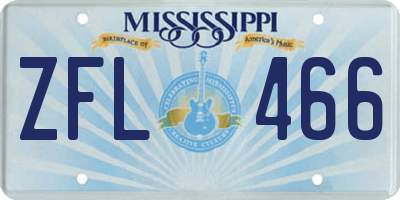 MS license plate ZFL466