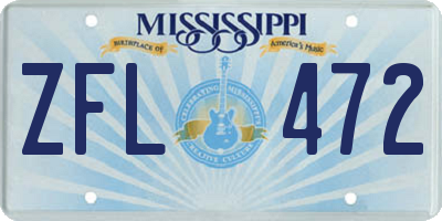 MS license plate ZFL472
