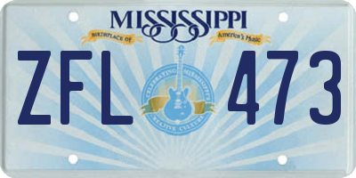 MS license plate ZFL473