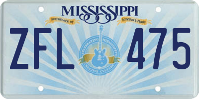 MS license plate ZFL475