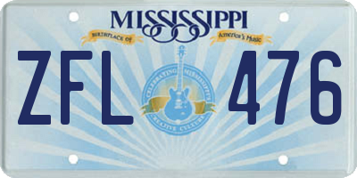 MS license plate ZFL476