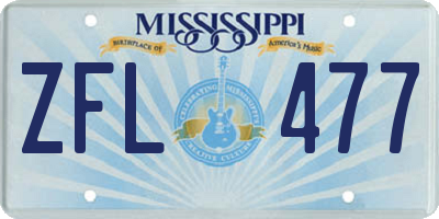 MS license plate ZFL477