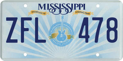 MS license plate ZFL478