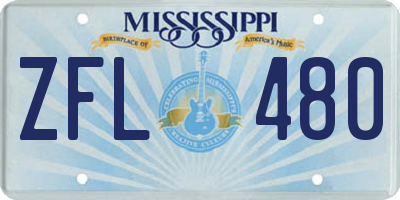 MS license plate ZFL480