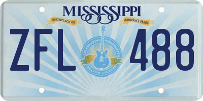 MS license plate ZFL488