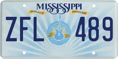 MS license plate ZFL489