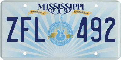 MS license plate ZFL492