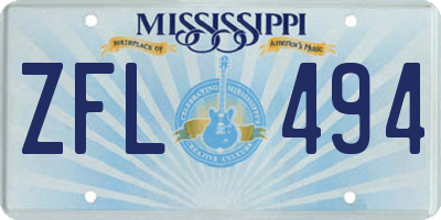 MS license plate ZFL494