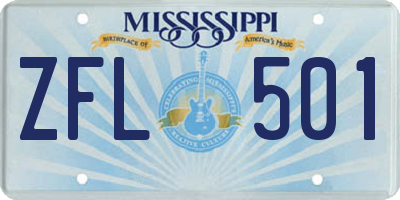 MS license plate ZFL501