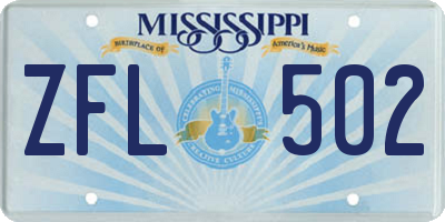 MS license plate ZFL502