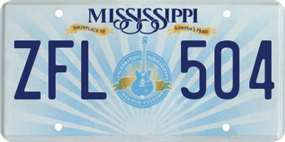 MS license plate ZFL504