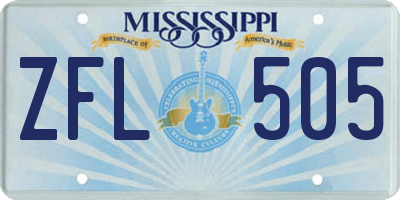 MS license plate ZFL505