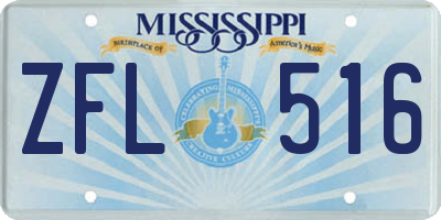 MS license plate ZFL516