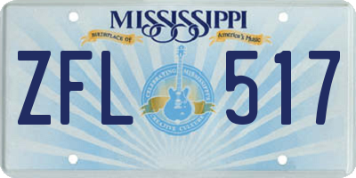 MS license plate ZFL517