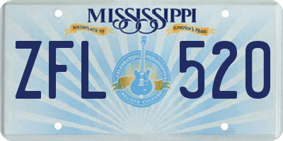 MS license plate ZFL520
