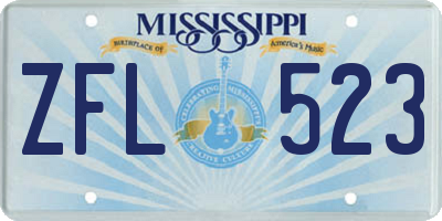 MS license plate ZFL523