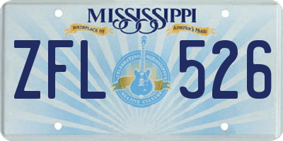MS license plate ZFL526