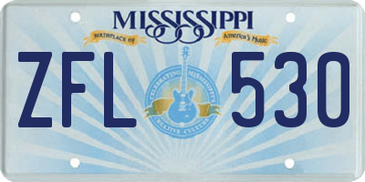 MS license plate ZFL530