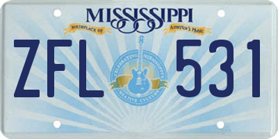 MS license plate ZFL531