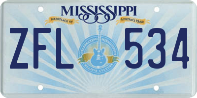 MS license plate ZFL534