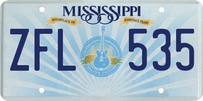 MS license plate ZFL535