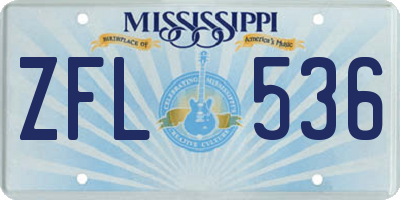 MS license plate ZFL536