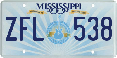 MS license plate ZFL538