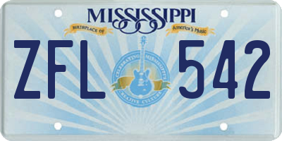 MS license plate ZFL542