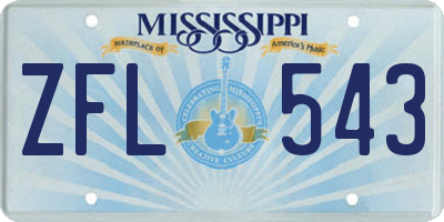 MS license plate ZFL543