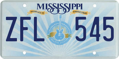 MS license plate ZFL545