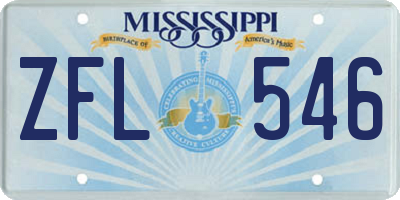 MS license plate ZFL546